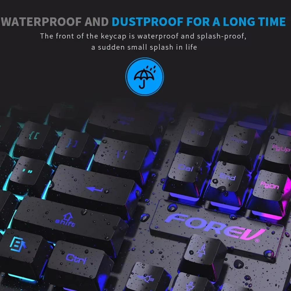 104 Key Backlit Mechanical Keyboard Wired Gaming Keyboard Waterproof Luminous Keyboard and Mouse Set for Gamer PC Laptop Office