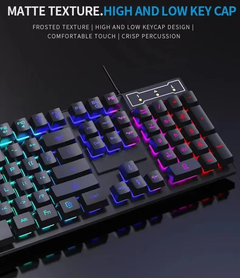 104 Key Backlit Mechanical Keyboard Wired Gaming Keyboard Waterproof Luminous Keyboard and Mouse Set for Gamer PC Laptop Office